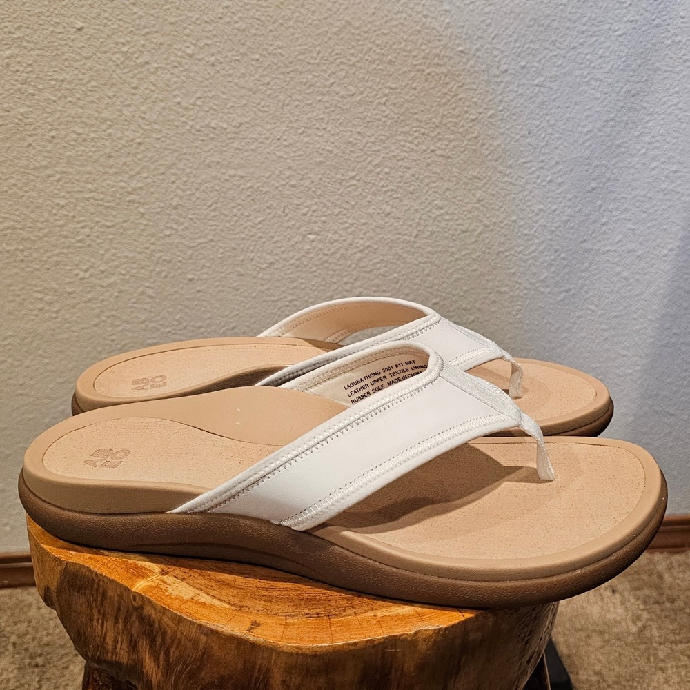 ABEO Laguna Thong White Leather Comfort Sandals 3001 #11 MET Flip Flops Womens